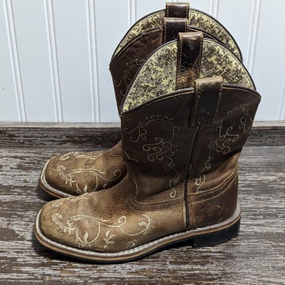 Smokey Mountain Girl's Brown Marilyn Western Square Toe 3845C Youth Size 1R - Picture 3 of 6